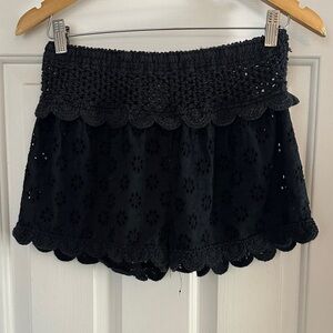 Surf Gypsy Black Crochet eyelet macrame swim cover shorts small